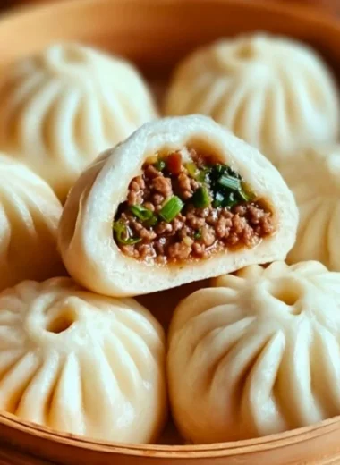 Fluffy Beef Bao Buns filled with savory beef filling