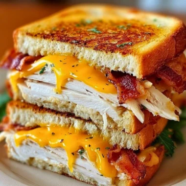 Delicious Cheddar and Bacon Turkey Melt sandwich on sourdough bread