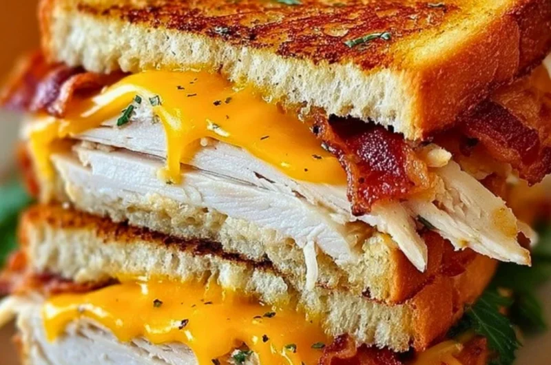 Delicious Cheddar and Bacon Turkey Melt sandwich on sourdough bread