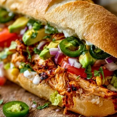 Delicious Chicken Torta sandwich with grilled chicken and fresh toppings