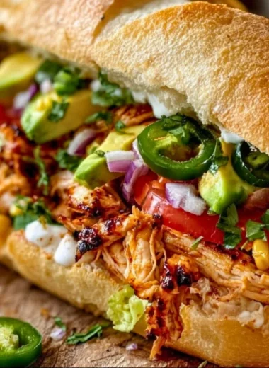 Delicious Chicken Torta sandwich with grilled chicken and fresh toppings