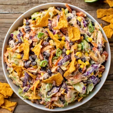 Bowl of Cowboy Cabbage served with cornbread on the side