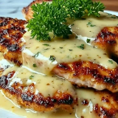 Crispy Malibu Chicken dish plated with herbs and sauces