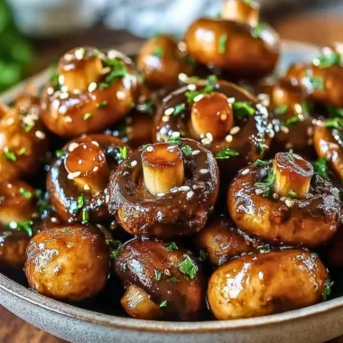 Delicious oven-roasted mushrooms seasoned with soy sauce and honey