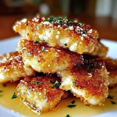 Crispy zesty lemon chicken garnished with pecorino cheese, showcasing vibrant flavors.