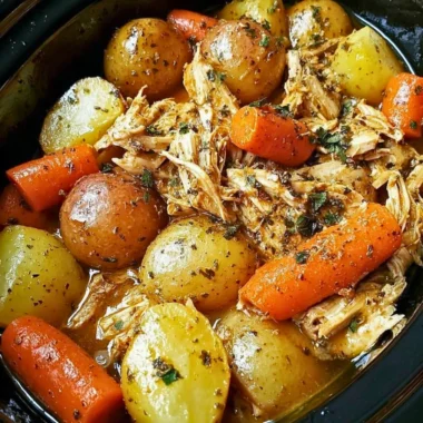 Delicious Garlic Butter Chicken cooked in a crockpot, served on a plate.