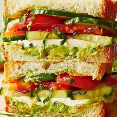 Loaded cucumber and avocado sandwich with fresh ingredients