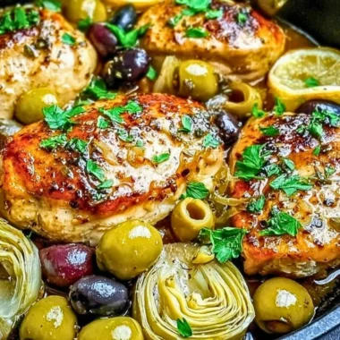 Delicious Mediterranean chicken dish with vegetables and herbs