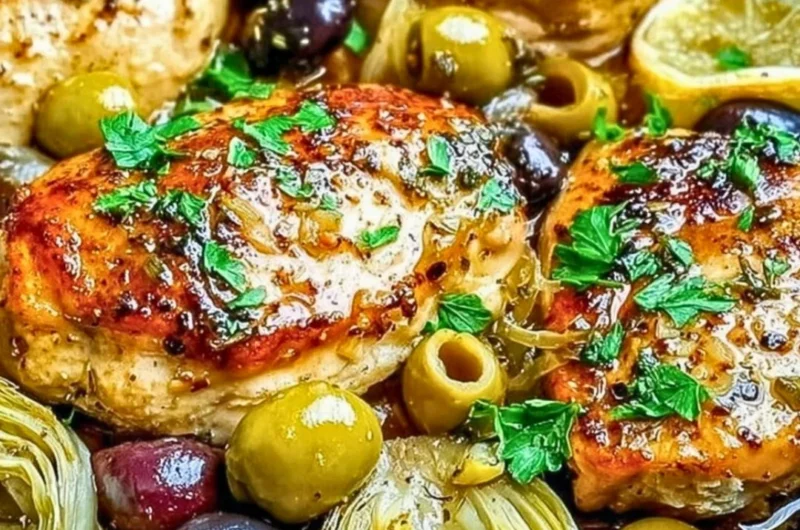 Delicious Mediterranean chicken dish with vegetables and herbs