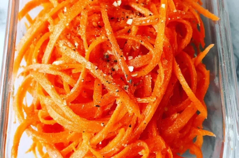 Fresh raw carrot salad with vibrant colors and healthy ingredients