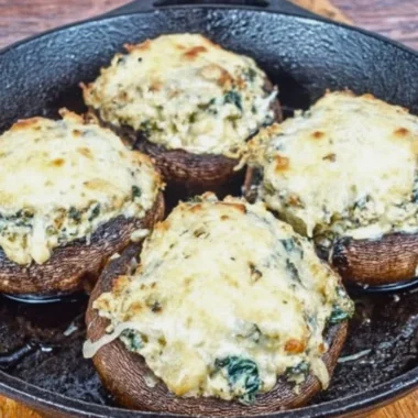 Ricotta stuffed Portobello mushrooms topped with herbs and spices