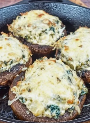 Ricotta stuffed Portobello mushrooms topped with herbs and spices