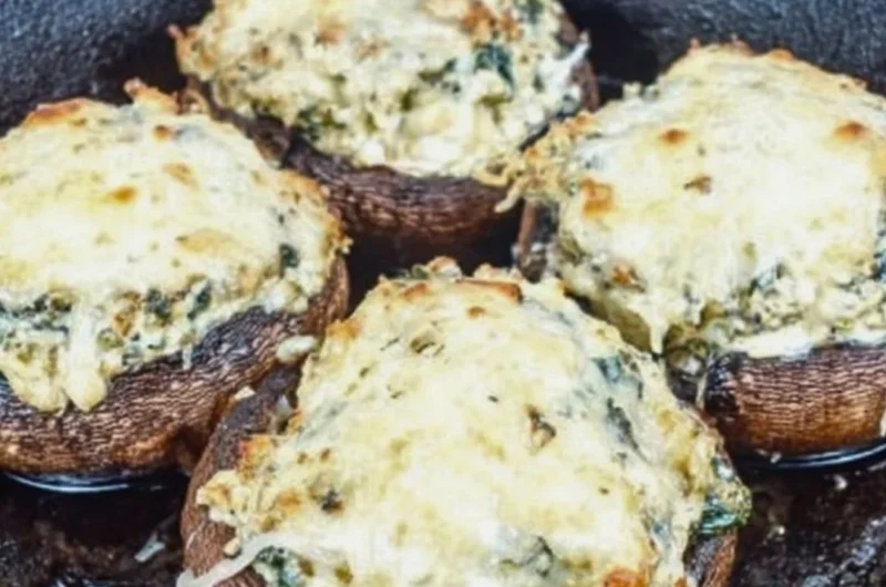 Ricotta stuffed Portobello mushrooms topped with herbs and spices