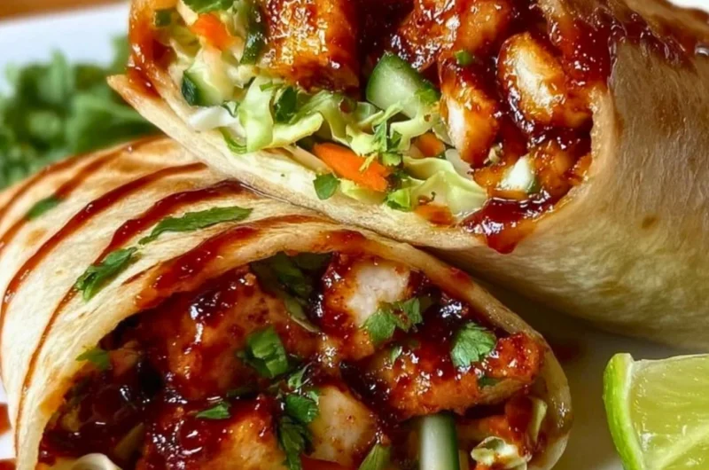 Delicious sweet chili chicken wraps filled with flavorful ingredients.