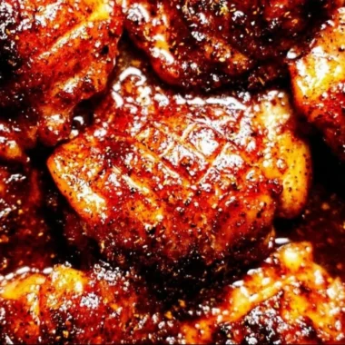 30-minute oven baked boneless skinless chicken thighs served on a plate