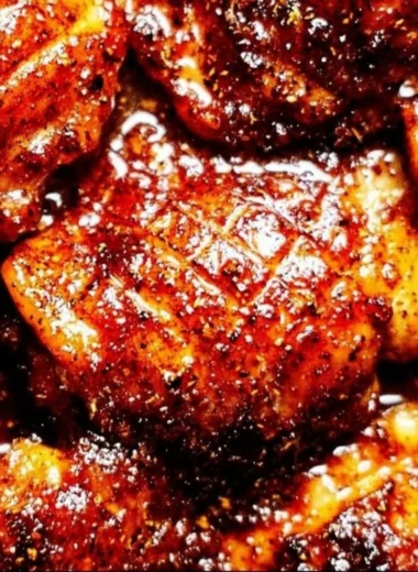 30-minute oven baked boneless skinless chicken thighs served on a plate