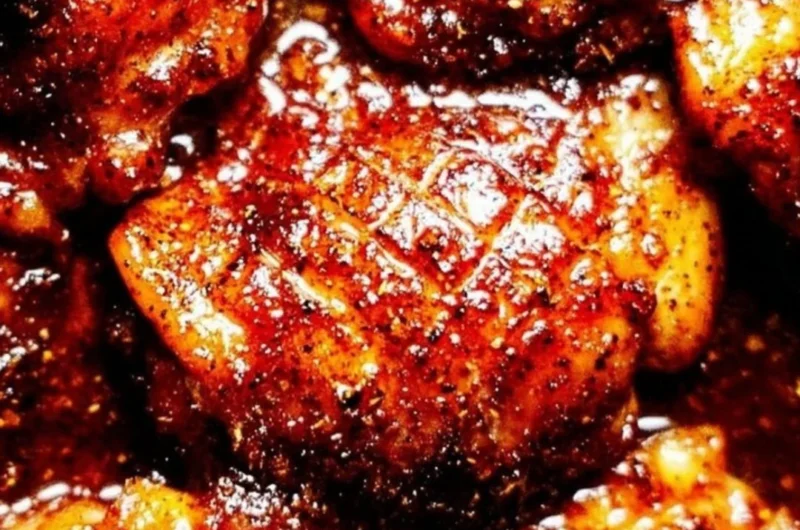 30-minute oven baked boneless skinless chicken thighs served on a plate