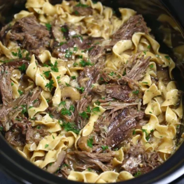 Crock Pot Beef and Noodles, a hearty one-pot family meal
