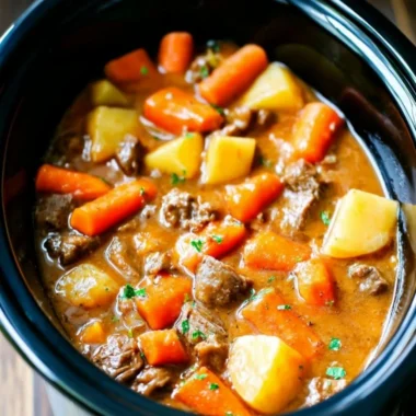 Delicious homemade beef stew with tender meat and fresh vegetables