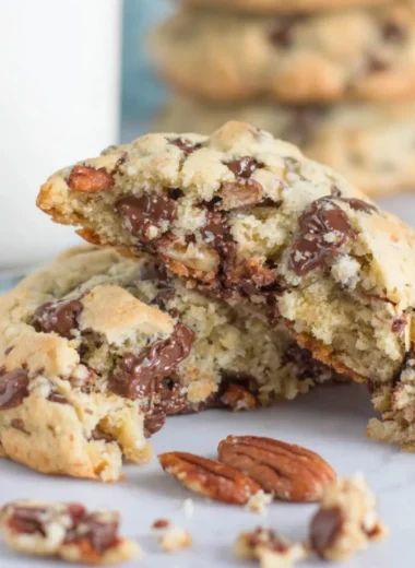 Delicious oatmeal chocolate chip cookies on a baking tray