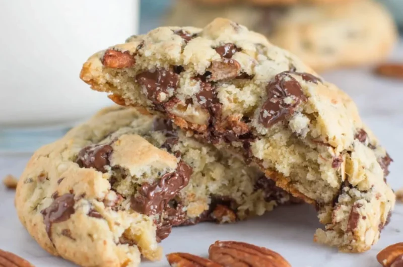 Delicious oatmeal chocolate chip cookies on a baking tray