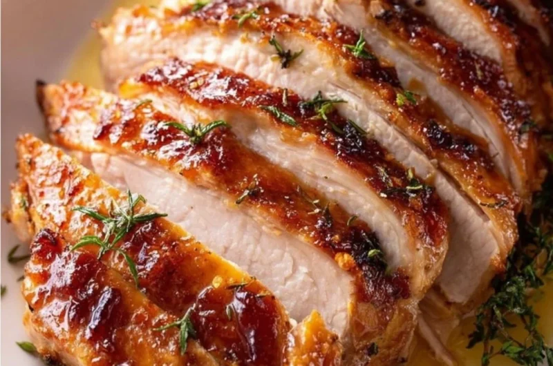 Butterball turkey breast roast cooking in a crock pot with herbs and spices