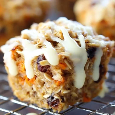 Carrot cake baked oatmeal cups served in a rustic setting