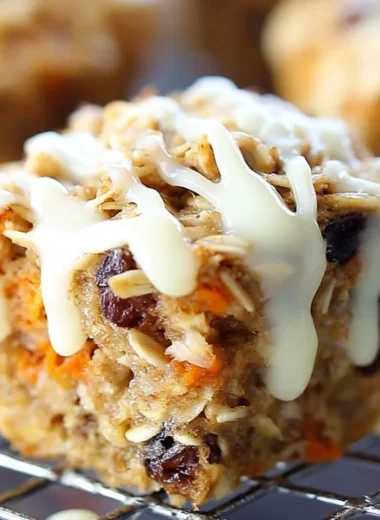 Carrot cake baked oatmeal cups served in a rustic setting