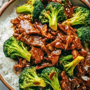 Chinese Beef and Broccoli dish with tender beef and fresh broccoli
