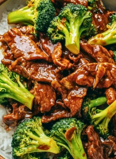 Chinese Beef and Broccoli dish with tender beef and fresh broccoli