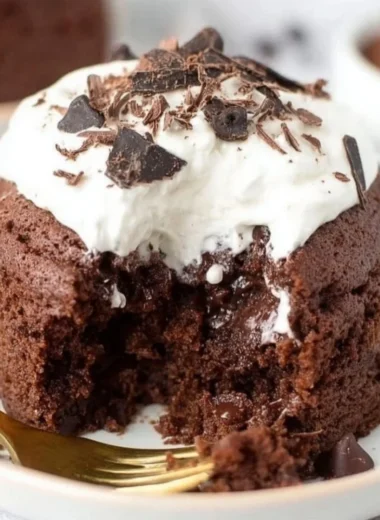 Delicious Chocolate Banana Mug Cake served in a ceramic mug