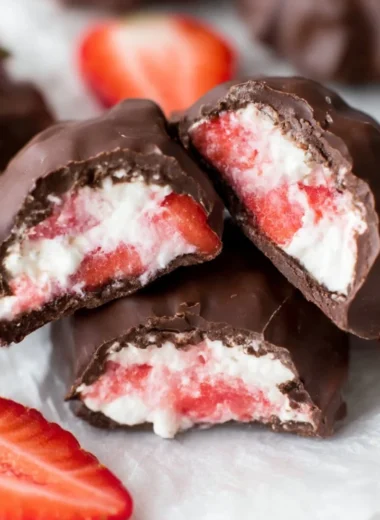 Delicious Chocolate Strawberry Yogurt Clusters ready to enjoy as a sweet treat.