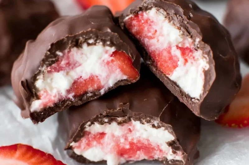 Delicious Chocolate Strawberry Yogurt Clusters ready to enjoy as a sweet treat.