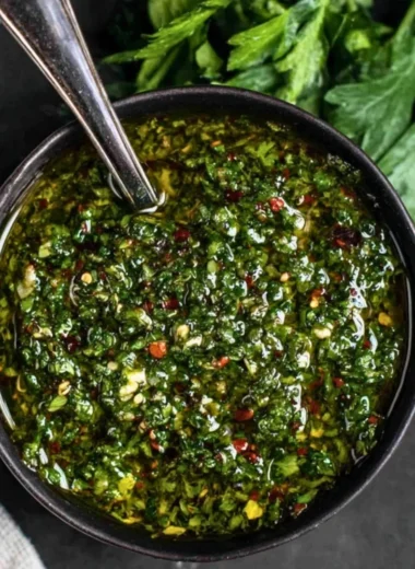 Easy chimichurri sauce recipe with fresh herbs and garlic