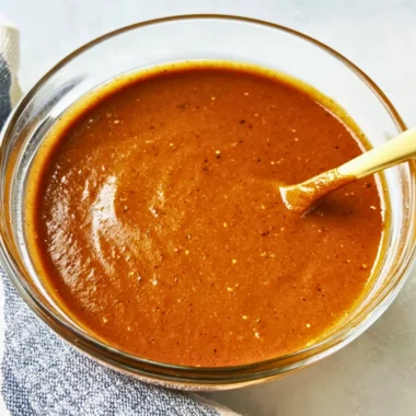 Bowl of easy homemade enchilada sauce with fresh ingredients and spices