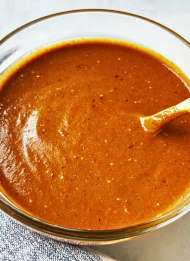 Bowl of easy homemade enchilada sauce with fresh ingredients and spices