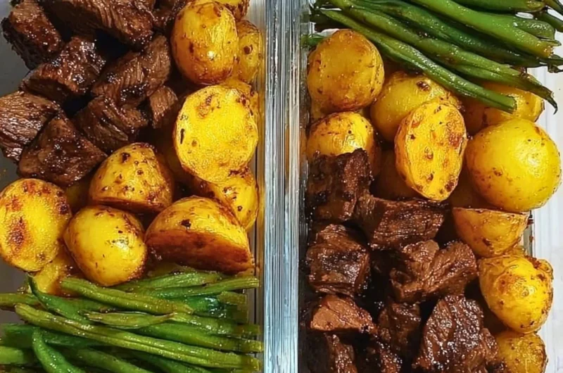 Delicious Garlic Balsamic Steak Bites served in a stylish dish