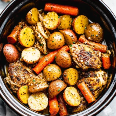 Delicious garlic butter chicken prepared in a crockpot for tender and flavorful meals.