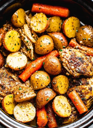 Delicious garlic butter chicken prepared in a crockpot for tender and flavorful meals.