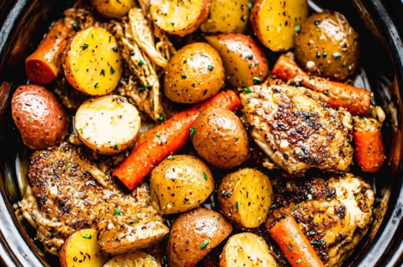 Delicious garlic butter chicken prepared in a crockpot for tender and flavorful meals.