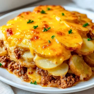Delicious Hobo Casserole made with ground beef and fresh vegetables