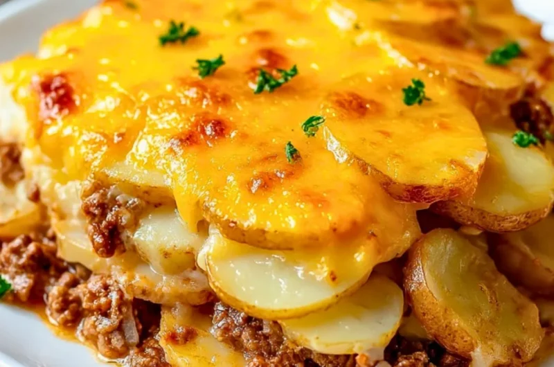 Delicious Hobo Casserole made with ground beef and fresh vegetables