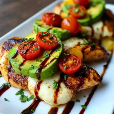 Juicy grilled chicken served with fresh California avocados on a plate