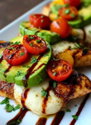 Juicy grilled chicken served with fresh California avocados on a plate