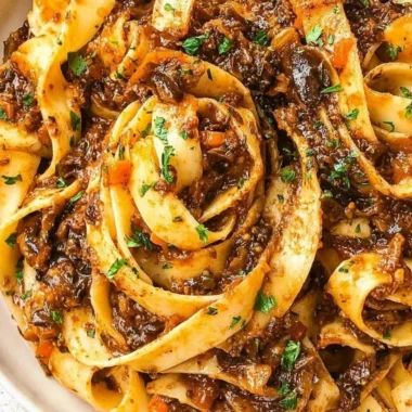 Delicious Homemade Mushroom Ragu served over pasta
