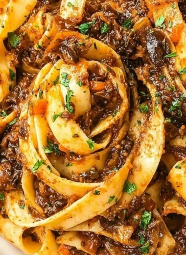 Delicious Homemade Mushroom Ragu served over pasta