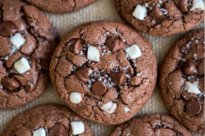 Delicious hot chocolate cookies baked for Christmas desserts