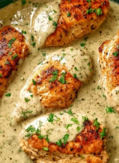 Delicious Ranch Chicken recipe cooked in a crock pot with herbs and spices.