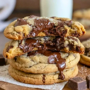 Ultra thick bakery-style chocolate chip cookies with crispy edges and gooey centers