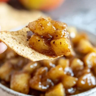 Delicious apple pie dip served with cinnamon sugar chips and fresh apples